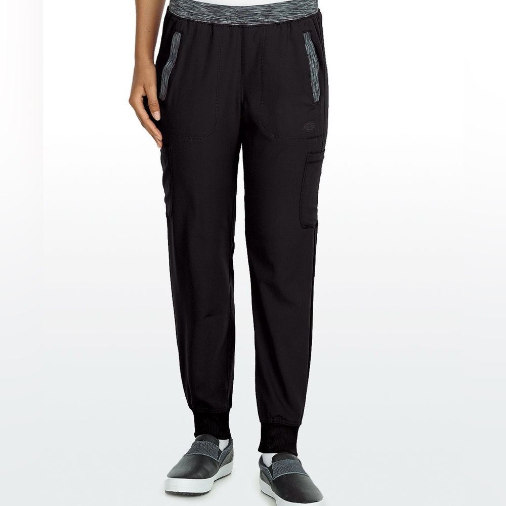 Dickies Black Jogger-Style Scrub Pants with Gray Trim
